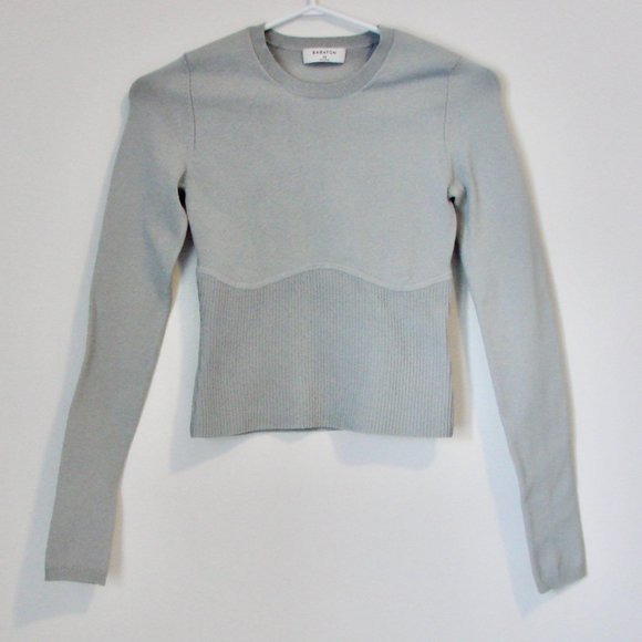 Aritzia Babaton Gray Sculpt Knit Empire Long Sleeve Top Size XS - Picture 2 of 11